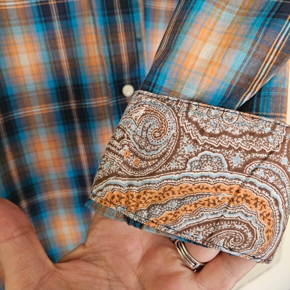 Rough Stock Mens long sleeve Button up long sleeve Casual Plaid Shirt size M - Picture 7 of 7